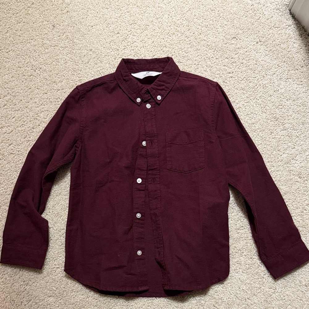 H&M Boys Button-Down Shirt Burgundy